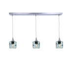 601 3 Pendant Linear Chandelier-Glass-Bicycle Glass Co - Hotshop-Brushed Nickel - 4ft Downrod-Swell-Slate Gray-Bicycle Glass Co