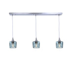 601 3 Pendant Linear Chandelier-Glass-Bicycle Glass Co - Hotshop-Brushed Nickel - 4ft Downrod-Spun-Slate Gray-Bicycle Glass Co