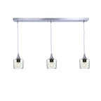 601 3 Pendant Linear Chandelier-Glass-Bicycle Glass Co - Hotshop-Brushed Nickel - 8ft Downrod-Lunar-Eco Clear-Bicycle Glass Co