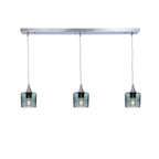 601 3 Pendant Linear Chandelier-Glass-Bicycle Glass Co - Hotshop-Brushed Nickel - 8ft Downrod-Lunar-Slate Gray-Bicycle Glass Co