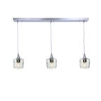 601 3 Pendant Linear Chandelier-Glass-Bicycle Glass Co - Hotshop-Brushed Nickel - 8ft Downrod-Spun-Eco Clear-Bicycle Glass Co