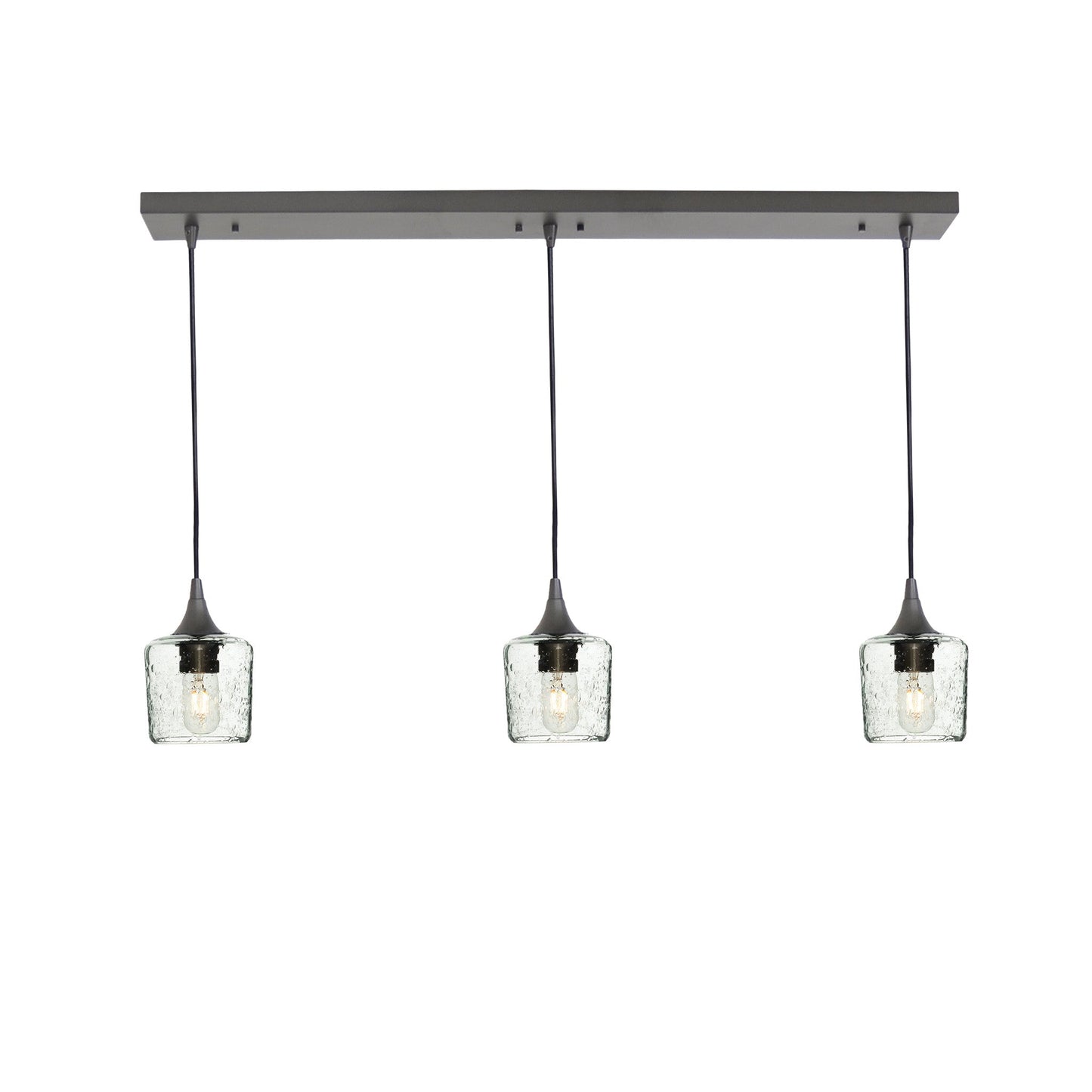 601 3 Pendant Linear Chandelier-Glass-Bicycle Glass Co - Hotshop-Antique Bronze - 4ft Cord-Lunar-Eco Clear-Bicycle Glass Co