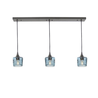 601 3 Pendant Linear Chandelier-Glass-Bicycle Glass Co - Hotshop-Antique Bronze - 4ft Cord-Spun-Slate Gray-Bicycle Glass Co