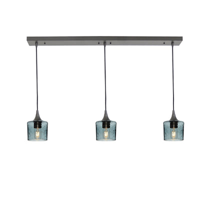 601 3 Pendant Linear Chandelier-Glass-Bicycle Glass Co - Hotshop-Antique Bronze - 8ft Cord-Lunar-Slate Gray-Bicycle Glass Co