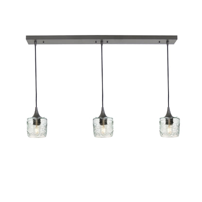 601 3 Pendant Linear Chandelier-Glass-Bicycle Glass Co - Hotshop-Antique Bronze - 8ft Cord-Spun-Eco Clear-Bicycle Glass Co