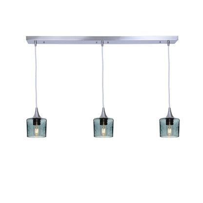 601 3 Pendant Linear Chandelier-Glass-Bicycle Glass Co - Hotshop-Brushed Nickel - 8ft Cord-Lunar-Slate Gray-Bicycle Glass Co