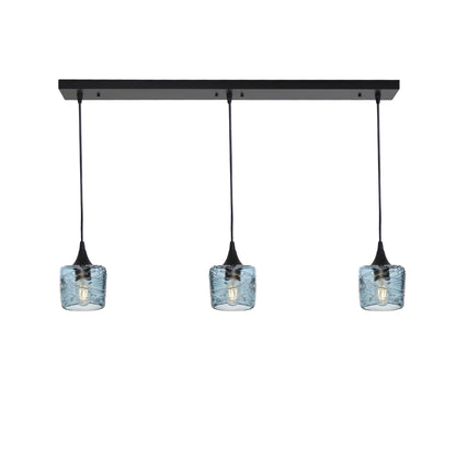 601 3 Pendant Linear Chandelier-Glass-Bicycle Glass Co - Hotshop-Matte Black - 4ft Cord-Spun-Slate Gray-Bicycle Glass Co