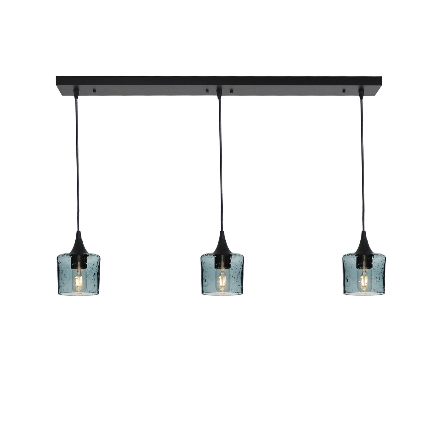 601 3 Pendant Linear Chandelier-Glass-Bicycle Glass Co - Hotshop-Matte Black - 8ft Cord-Lunar-Slate Gray-Bicycle Glass Co
