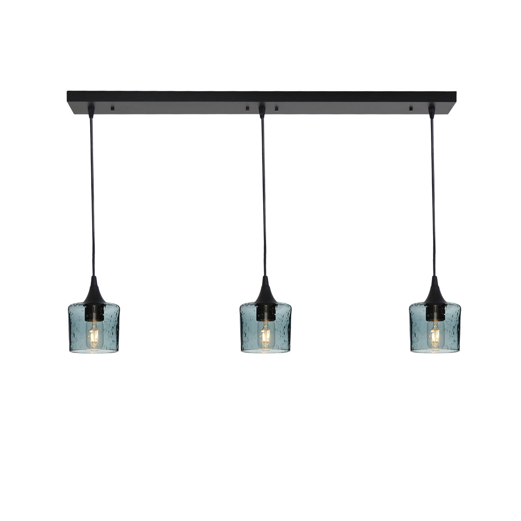 601 3 Pendant Linear Chandelier-Glass-Bicycle Glass Co - Hotshop-Matte Black - Custom-Lunar-Slate Gray-Bicycle Glass Co