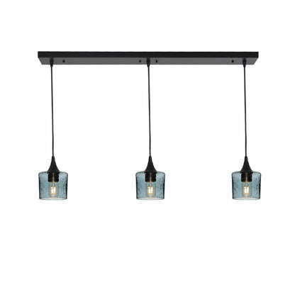 601 3 Pendant Linear Chandelier-Glass-Bicycle Glass Co - Hotshop-Matte Black - Custom-Lunar-Slate Gray-Bicycle Glass Co