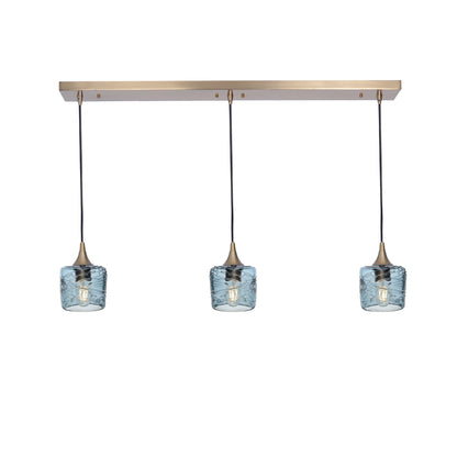 601 3 Pendant Linear Chandelier-Glass-Bicycle Glass Co - Hotshop-Polished Brass - 4ft Cord-Spun-Slate Gray-Bicycle Glass Co