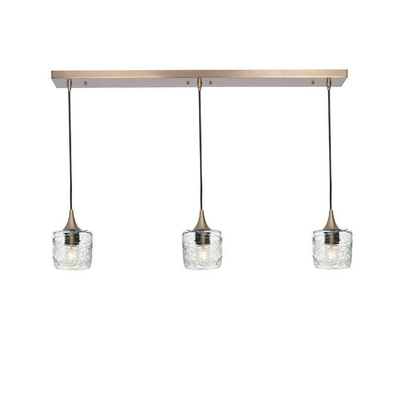 601 3 Pendant Linear Chandelier — Polished Brass - 8ft Cord / Spun / Eco Clear