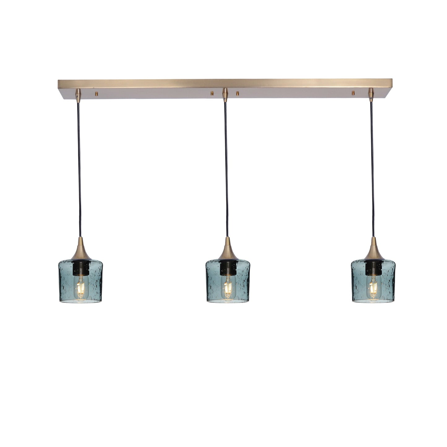 601 3 Pendant Linear Chandelier-Glass-Bicycle Glass Co - Hotshop-Polished Brass - Custom-Lunar-Slate Gray-Bicycle Glass Co