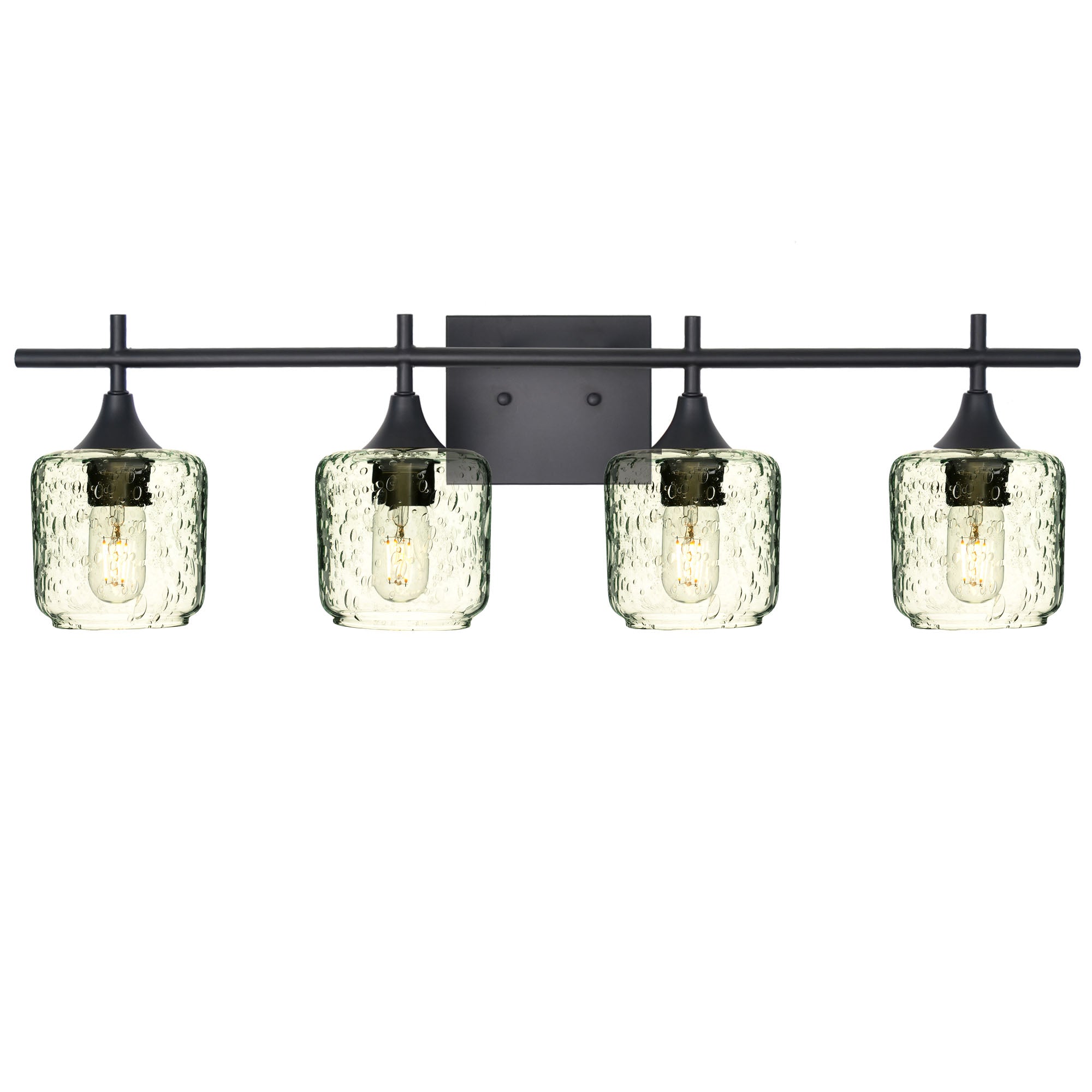 601 4-Light Vanity-Glass-Bicycle Glass Co-Lunar-Eco Clear-Matte Black-Bicycle Glass Co