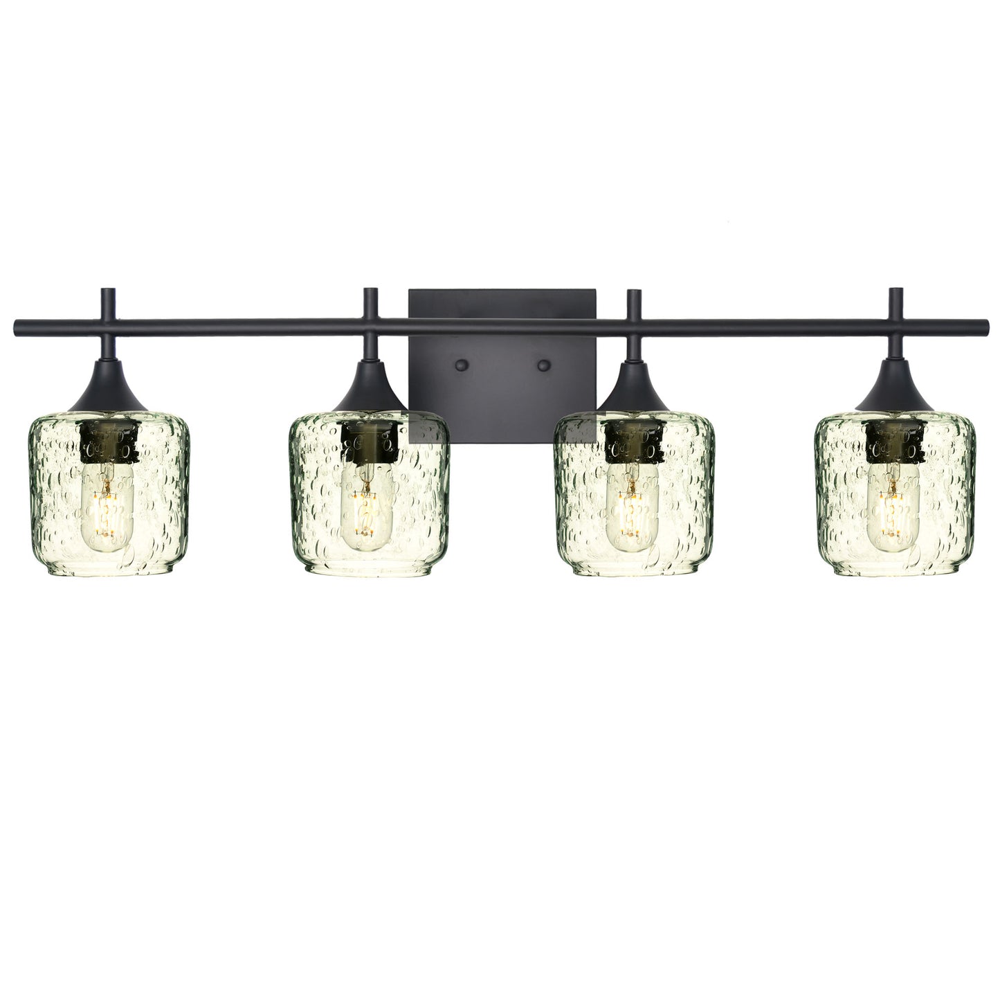 601 4-Light Vanity-Glass-Bicycle Glass Co-Lunar-Eco Clear-Matte Black-Bicycle Glass Co