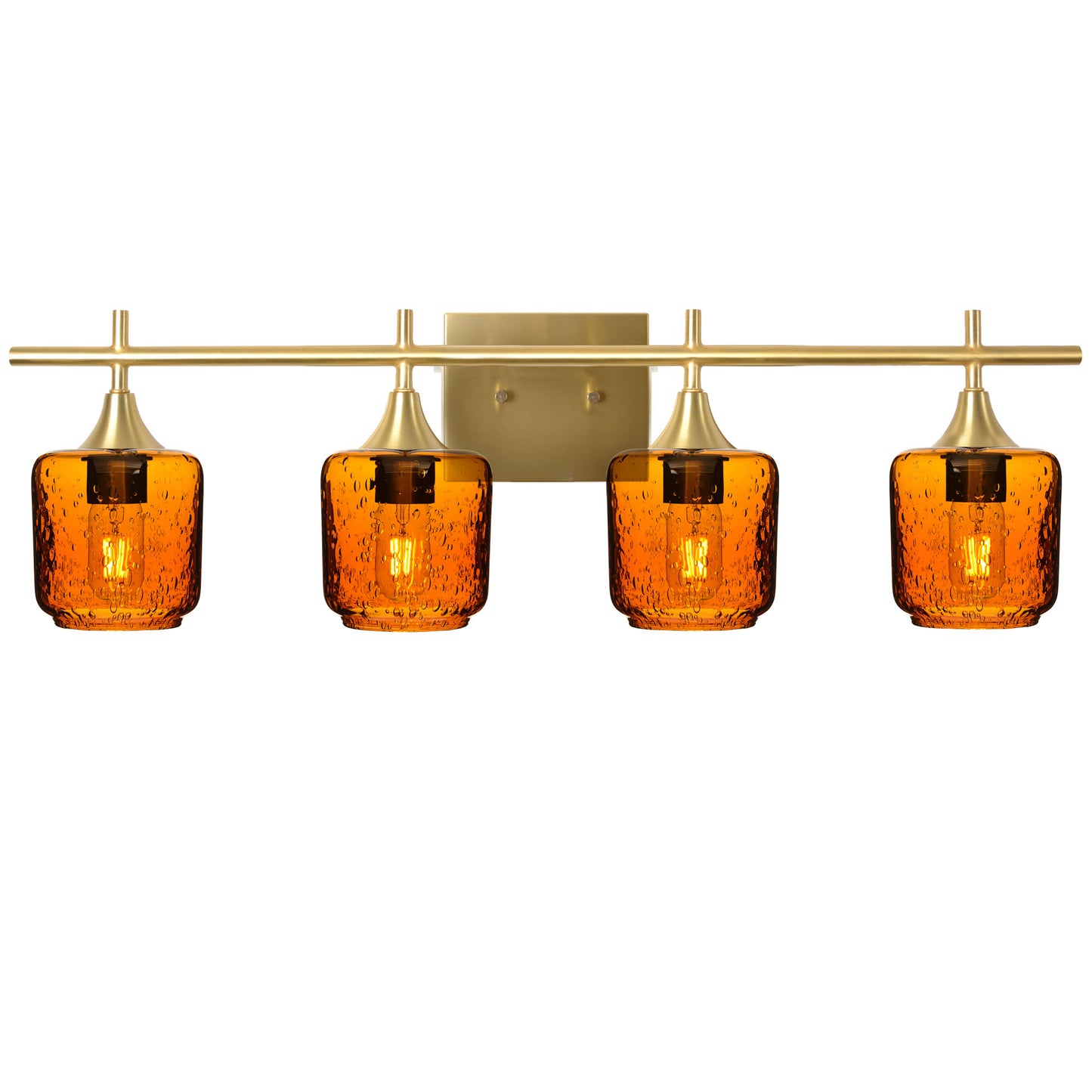 601 4-Light Vanity-Glass-Bicycle Glass Co-Lunar-Golden Amber-Polished Brass-Bicycle Glass Co