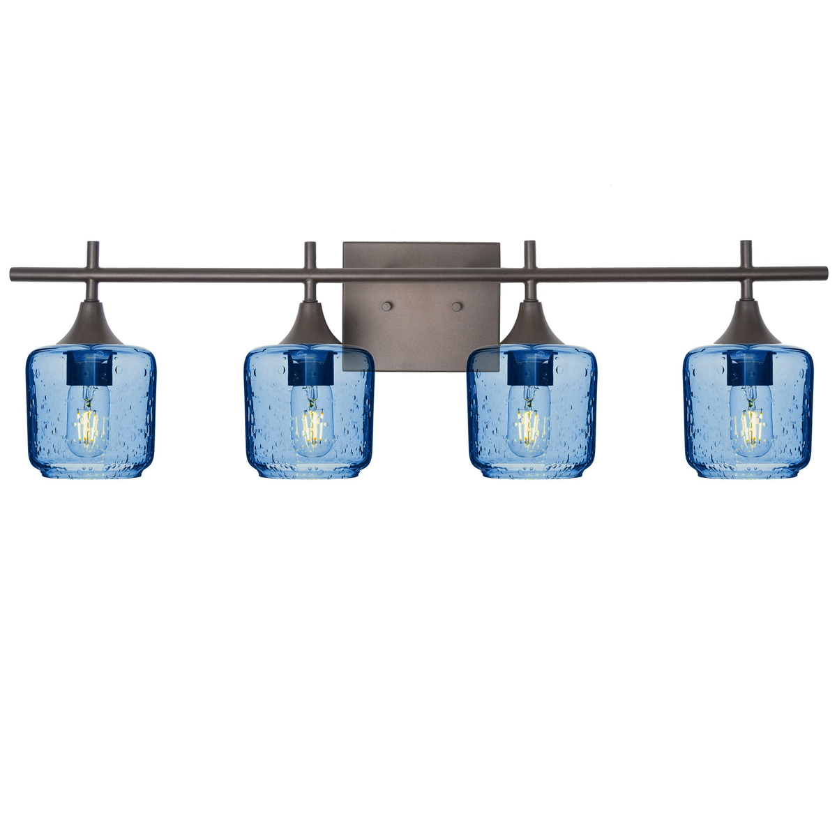 601 4-Light Vanity-Glass-Bicycle Glass Co-Lunar-Steel Blue-Antique Bronze-Bicycle Glass Co