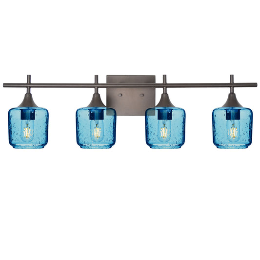 601 4-Light Vanity-Glass-Bicycle Glass Co-Lunar-Steel Blue-Antique Bronze-Bicycle Glass Co