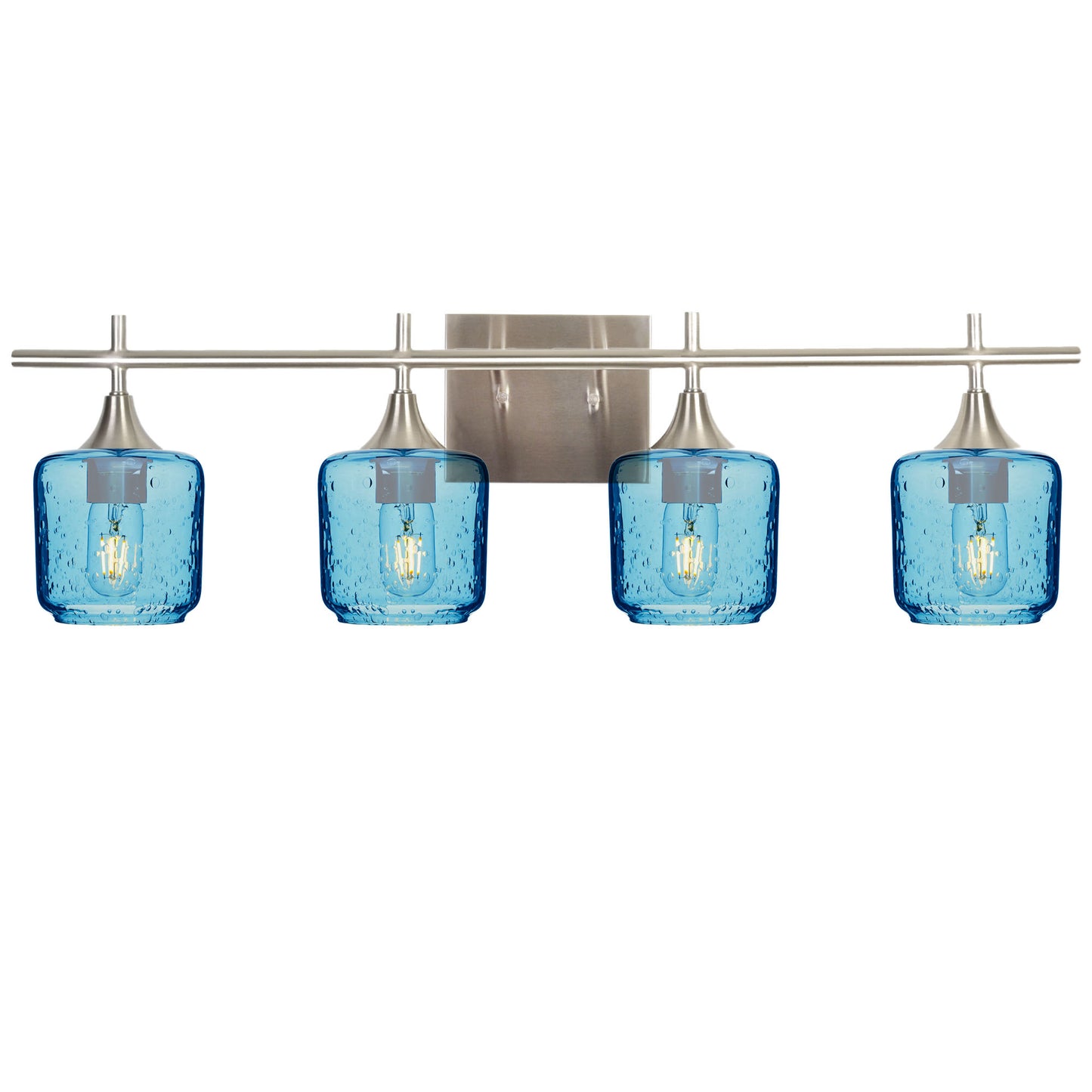 601 4-Light Vanity-Glass-Bicycle Glass Co-Lunar-Steel Blue-Brushed Nickel-Bicycle Glass Co
