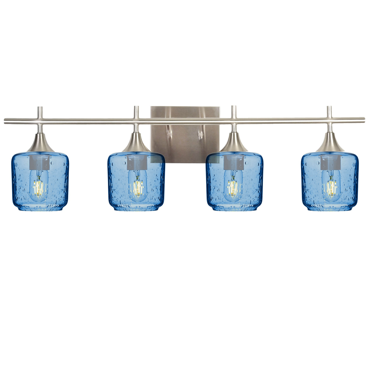 601 4-Light Vanity-Glass-Bicycle Glass Co-Lunar-Steel Blue-Brushed Nickel-Bicycle Glass Co