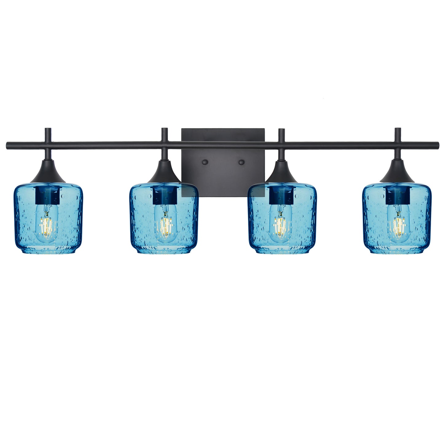 601 4-Light Vanity-Glass-Bicycle Glass Co-Lunar-Steel Blue-Matte Black-Bicycle Glass Co
