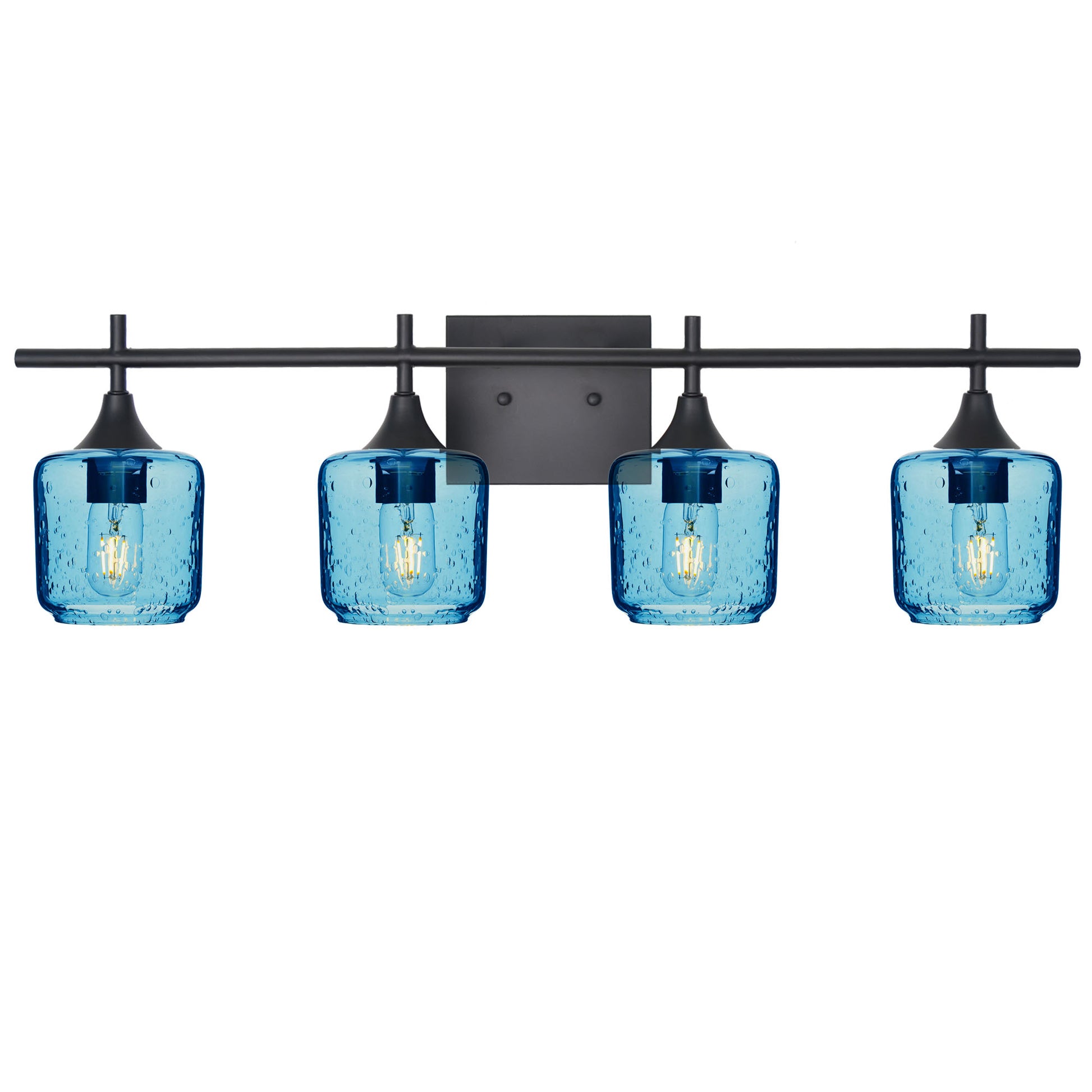 601 4-Light Vanity-Glass-Bicycle Glass Co-Lunar-Steel Blue-Matte Black-Bicycle Glass Co