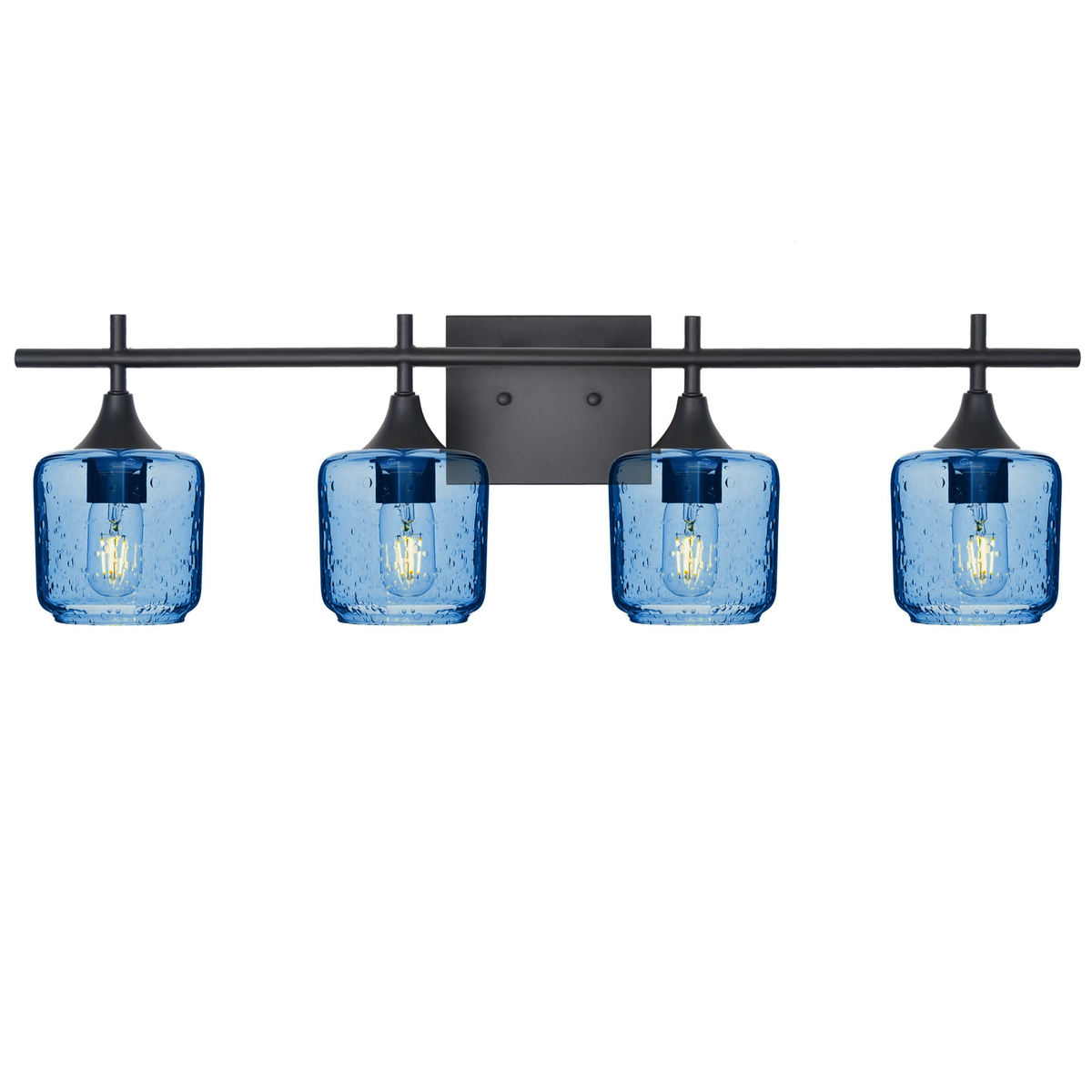 601 4-Light Vanity-Glass-Bicycle Glass Co-Lunar-Steel Blue-Matte Black-Bicycle Glass Co