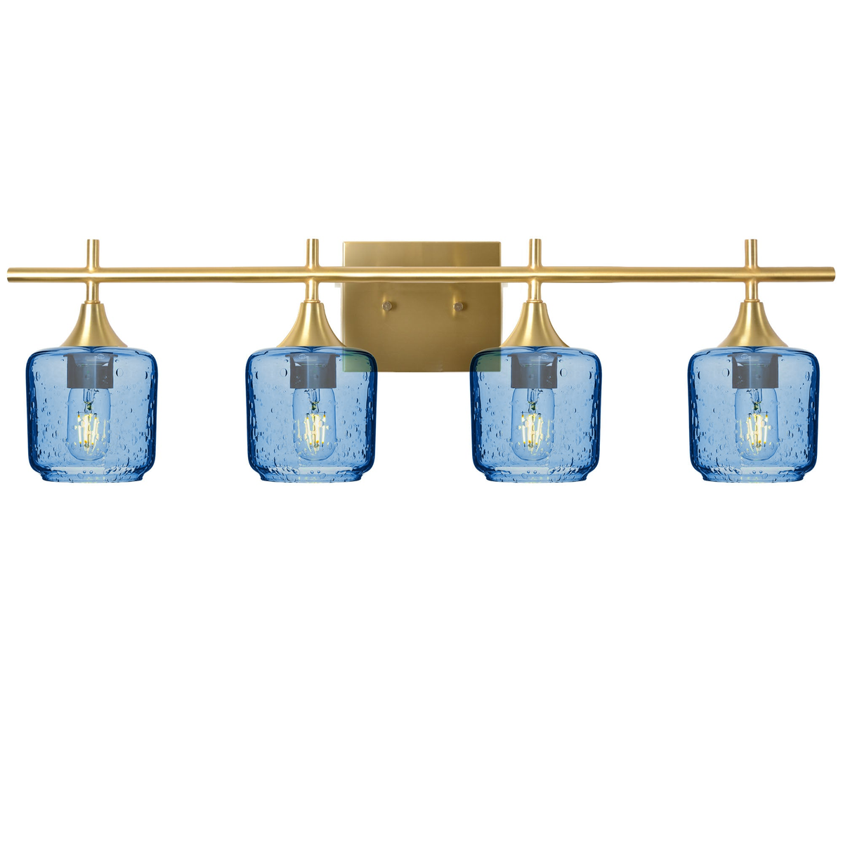 601 4-Light Vanity-Glass-Bicycle Glass Co-Lunar-Steel Blue-Polished Brass-Bicycle Glass Co