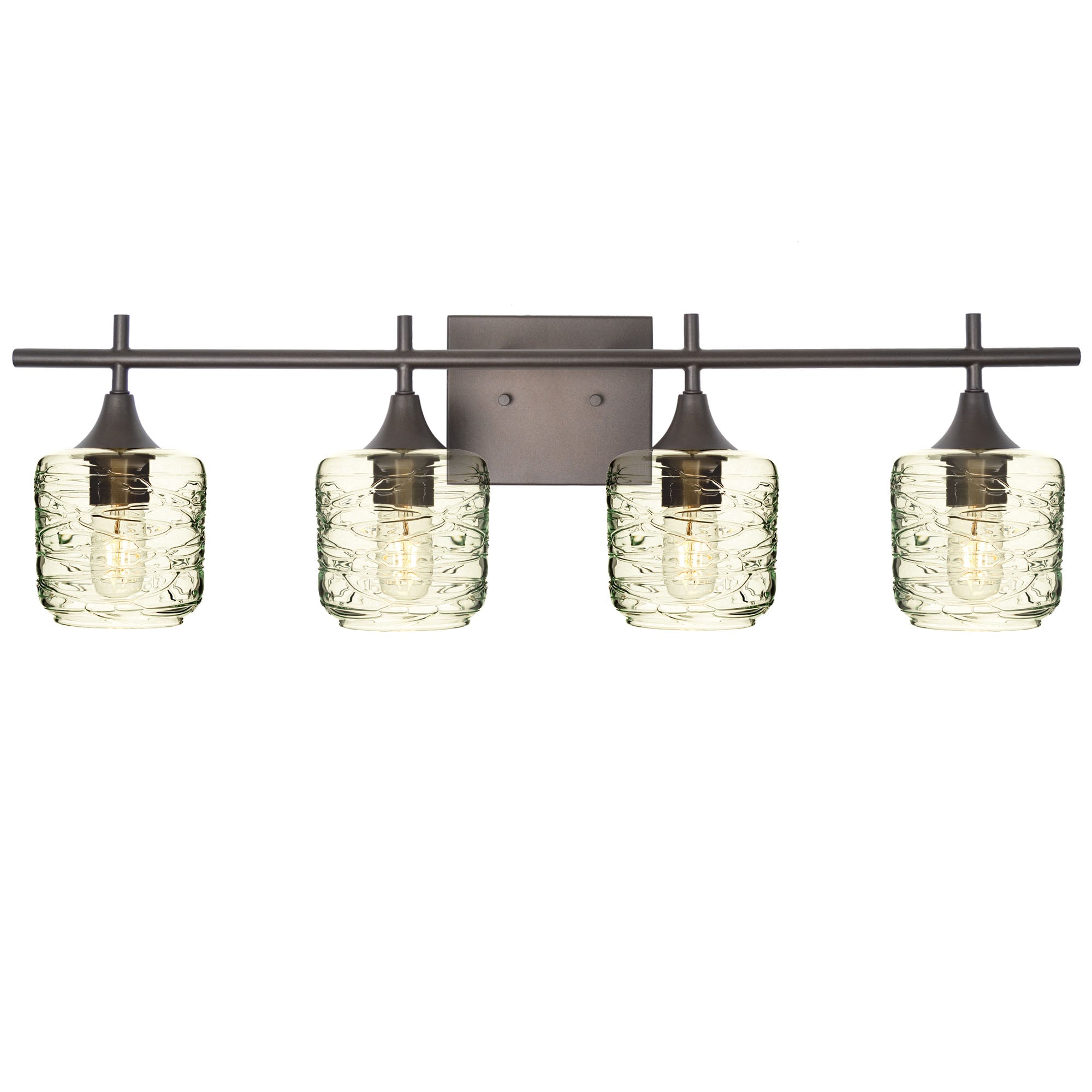 601 4-Light Vanity-Glass-Bicycle Glass Co-Spun-Eco Clear-Antique Bronze-Bicycle Glass Co