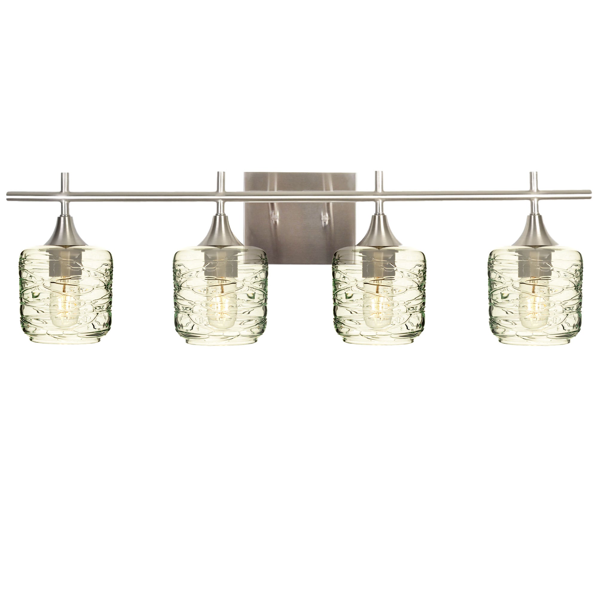 601 4-Light Vanity-Glass-Bicycle Glass Co-Spun-Eco Clear-Brushed Nickel-Bicycle Glass Co