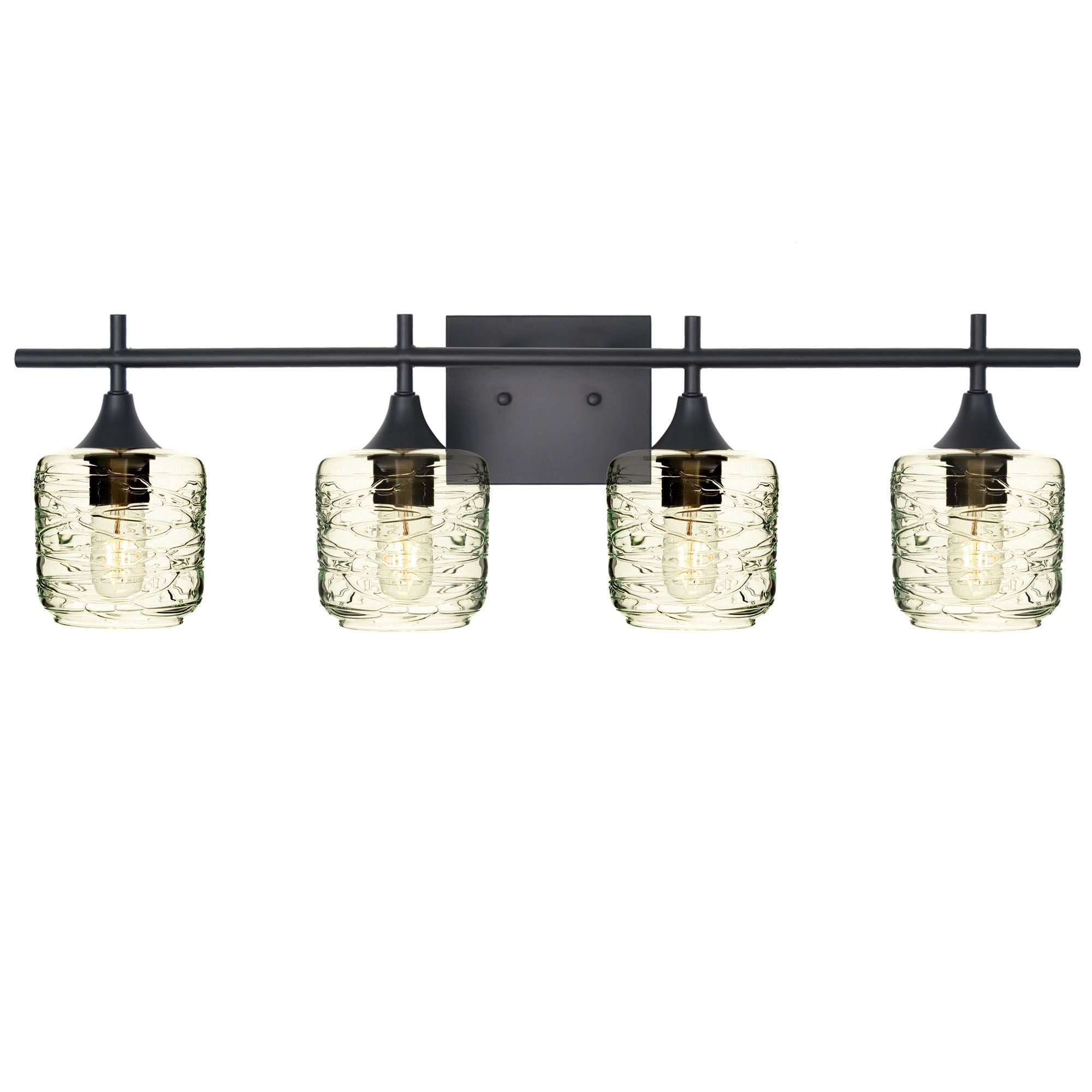 601 4-Light Vanity-Glass-Bicycle Glass Co-Spun-Eco Clear-Matte Black-Bicycle Glass Co