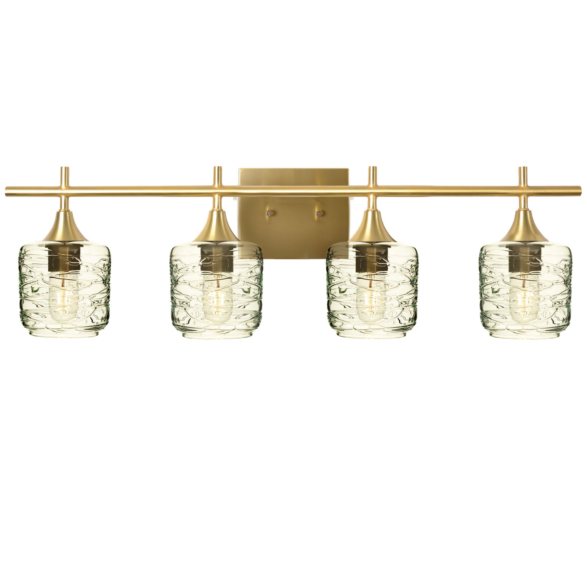 601 4-Light Vanity-Glass-Bicycle Glass Co-Spun-Eco Clear-Polished Brass-Bicycle Glass Co