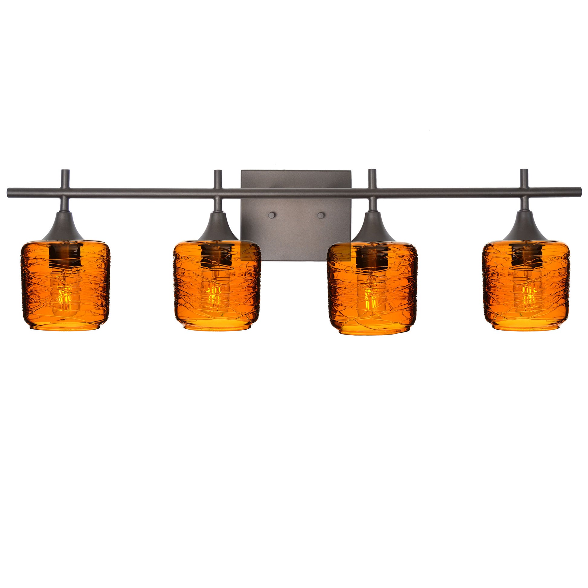 601 4-Light Vanity-Glass-Bicycle Glass Co-Spun-Golden Amber-Antique Bronze-Bicycle Glass Co