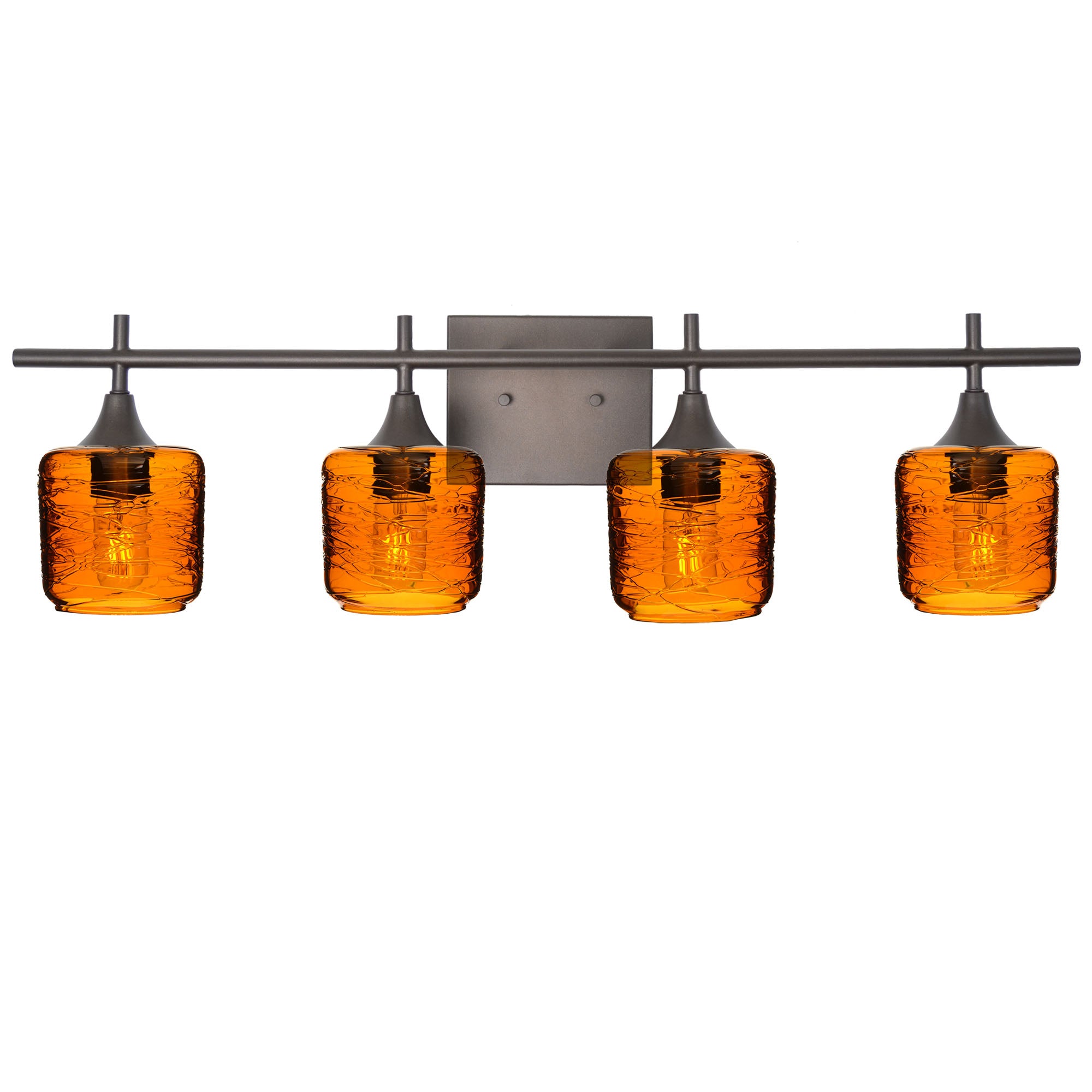 601 4-Light Vanity-Glass-Bicycle Glass Co-Spun-Golden Amber-Antique Bronze-Bicycle Glass Co