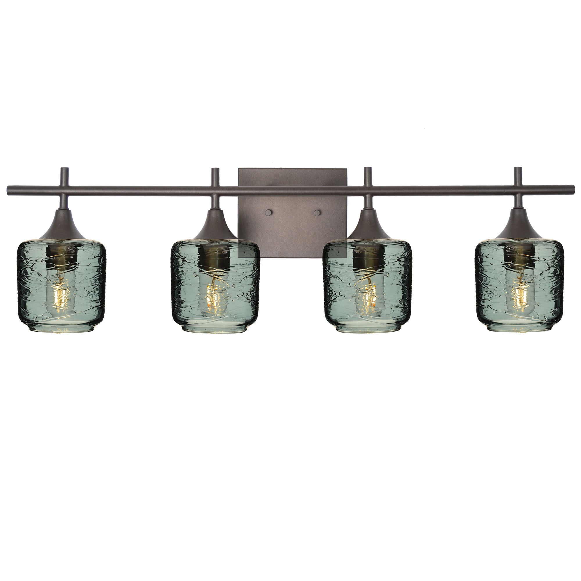 601 4-Light Vanity-Glass-Bicycle Glass Co-Spun-Slate Gray-Antique Bronze-Bicycle Glass Co