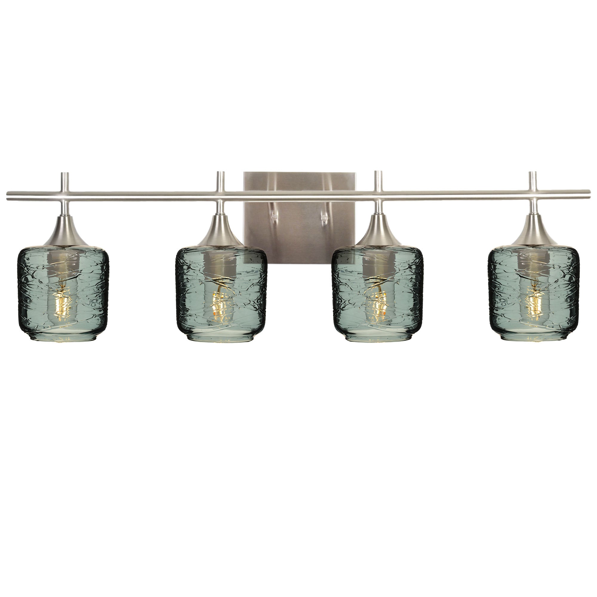 601 4-Light Vanity-Glass-Bicycle Glass Co-Spun-Slate Gray-Brushed Nickel-Bicycle Glass Co