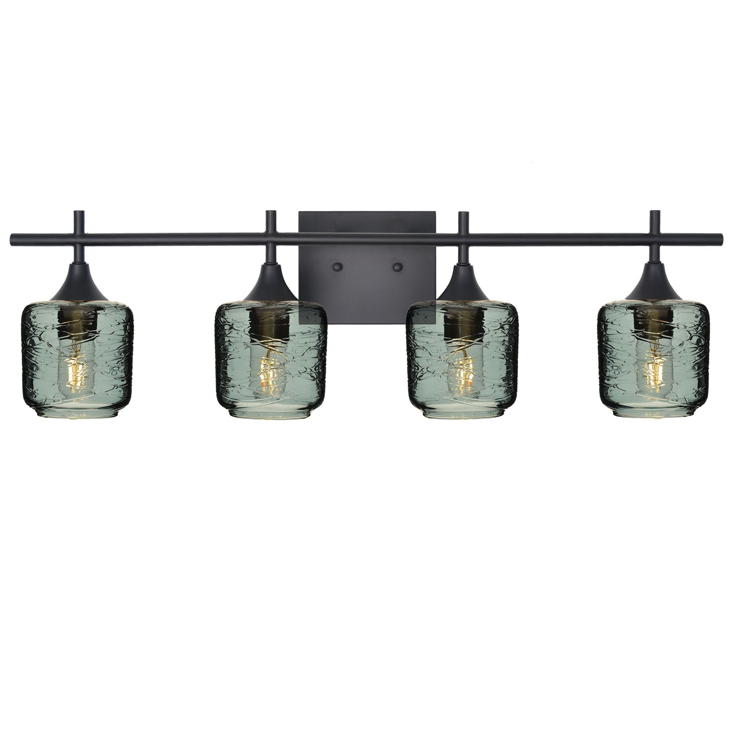 601 4-Light Vanity-Glass-Bicycle Glass Co-Spun-Slate Gray-Matte Black-Bicycle Glass Co