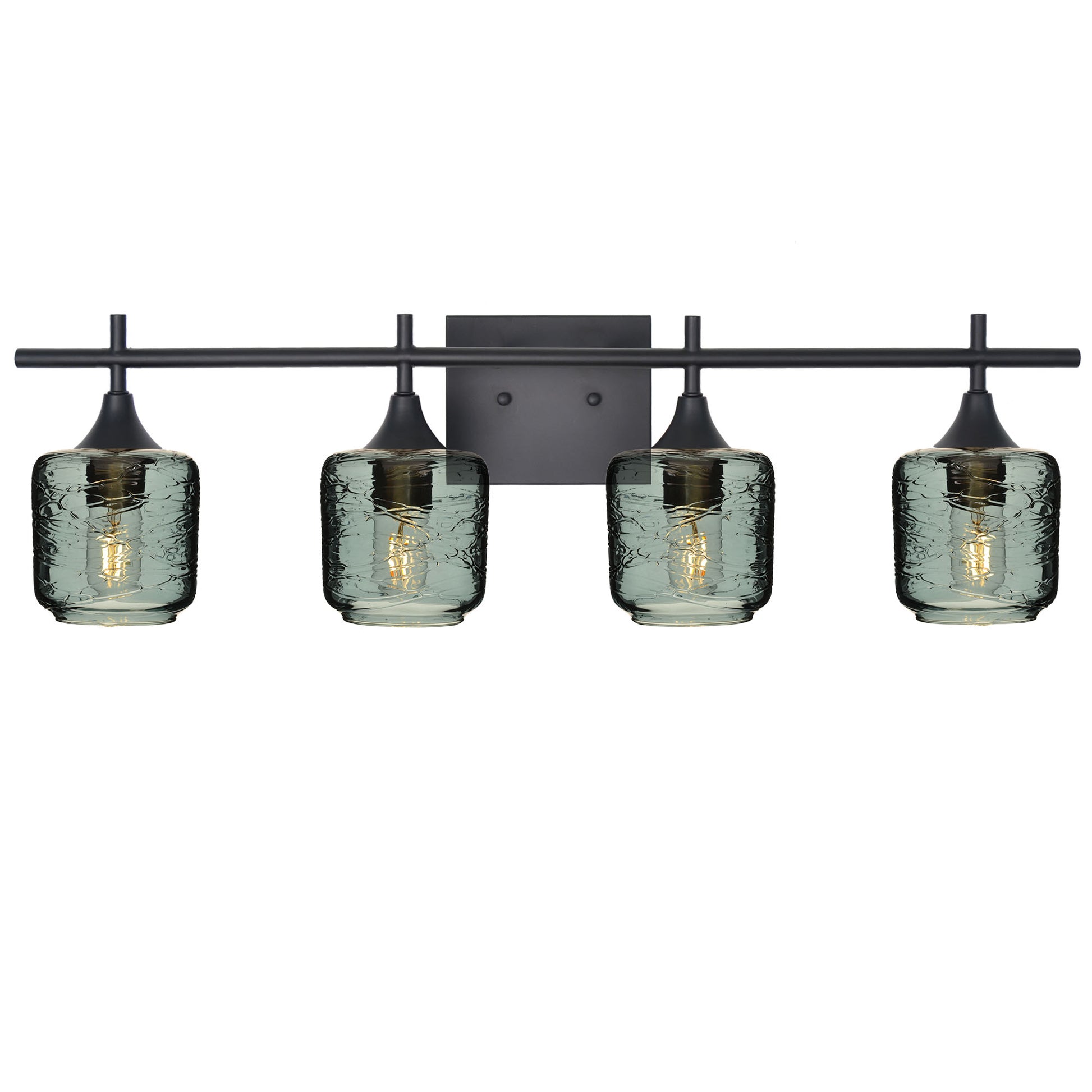 601 4-Light Vanity-Glass-Bicycle Glass Co-Spun-Slate Gray-Matte Black-Bicycle Glass Co