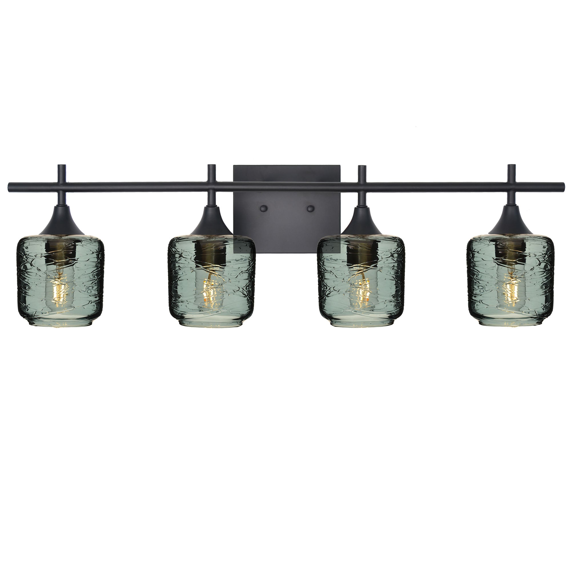 601 4-Light Vanity-Glass-Bicycle Glass Co-Spun-Slate Gray-Matte Black-Bicycle Glass Co