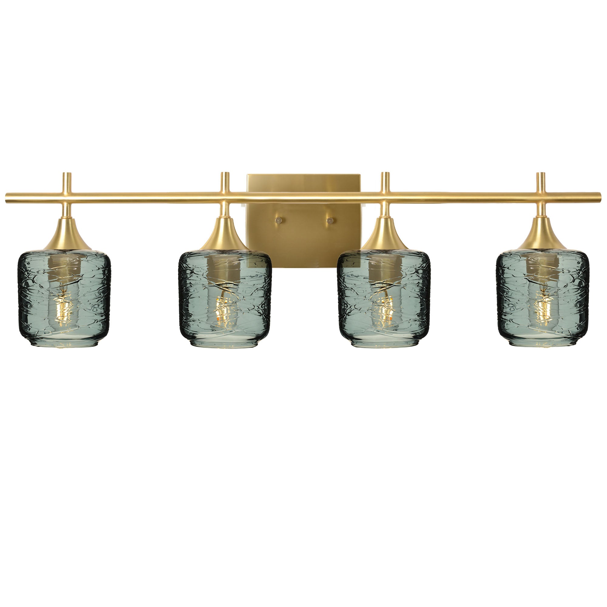 601 4-Light Vanity-Glass-Bicycle Glass Co-Spun-Slate Gray-Polished Brass-Bicycle Glass Co