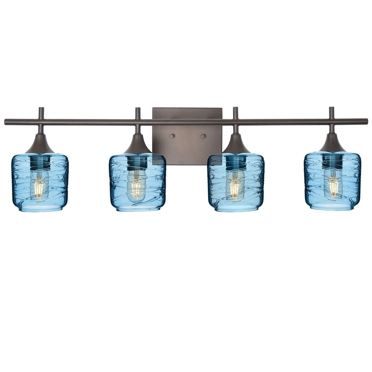 601 4-Light Vanity-Glass-Bicycle Glass Co-Spun-Steel Blue-Antique Bronze-Bicycle Glass Co