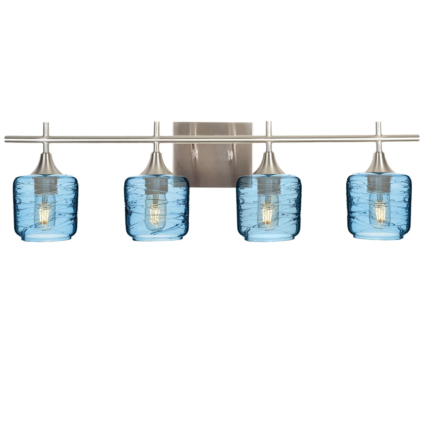 601 4-Light Vanity-Glass-Bicycle Glass Co-Spun-Steel Blue-Brushed Nickel-Bicycle Glass Co