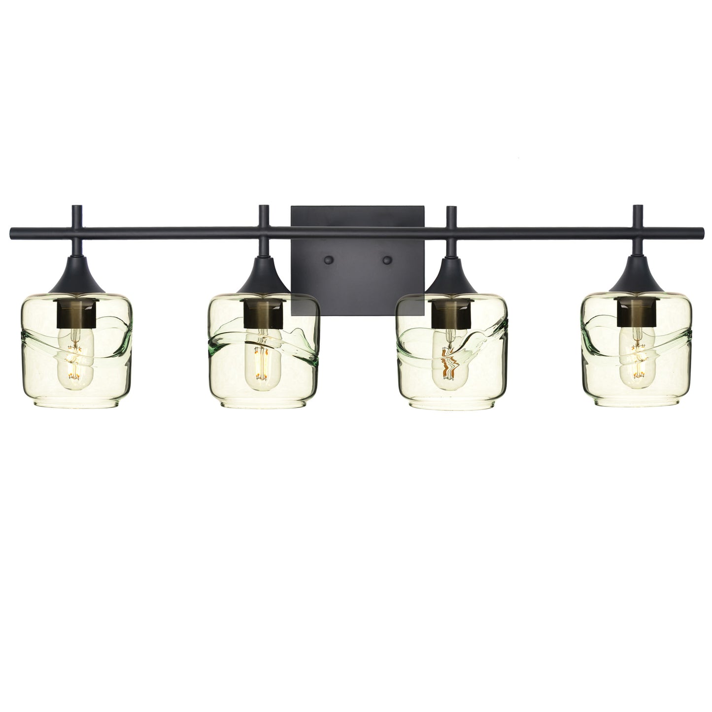 601 4-Light Vanity-Glass-Bicycle Glass Co-Swell-Eco Clear-Matte Black-Bicycle Glass Co