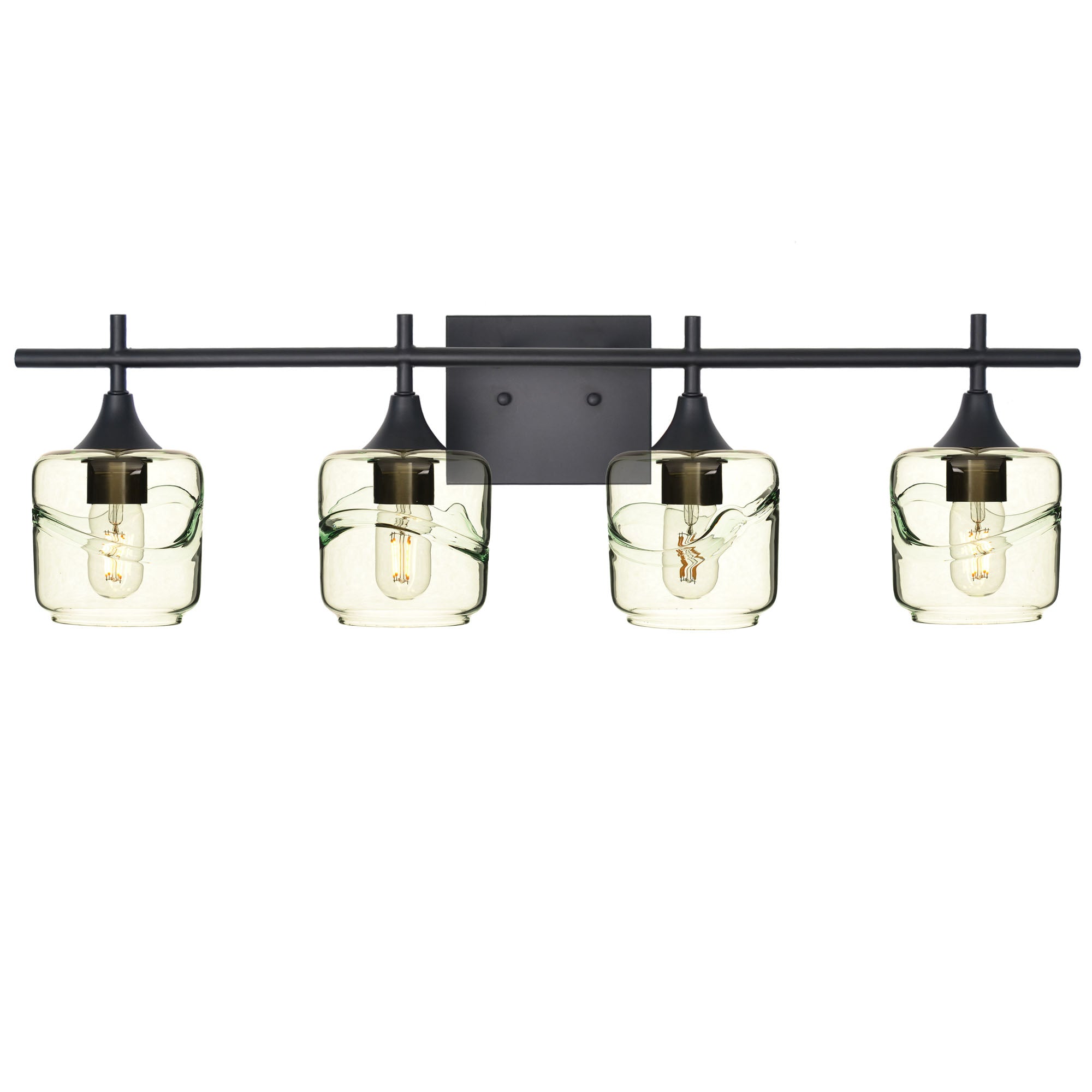 601 4-Light Vanity-Glass-Bicycle Glass Co-Swell-Eco Clear-Matte Black-Bicycle Glass Co