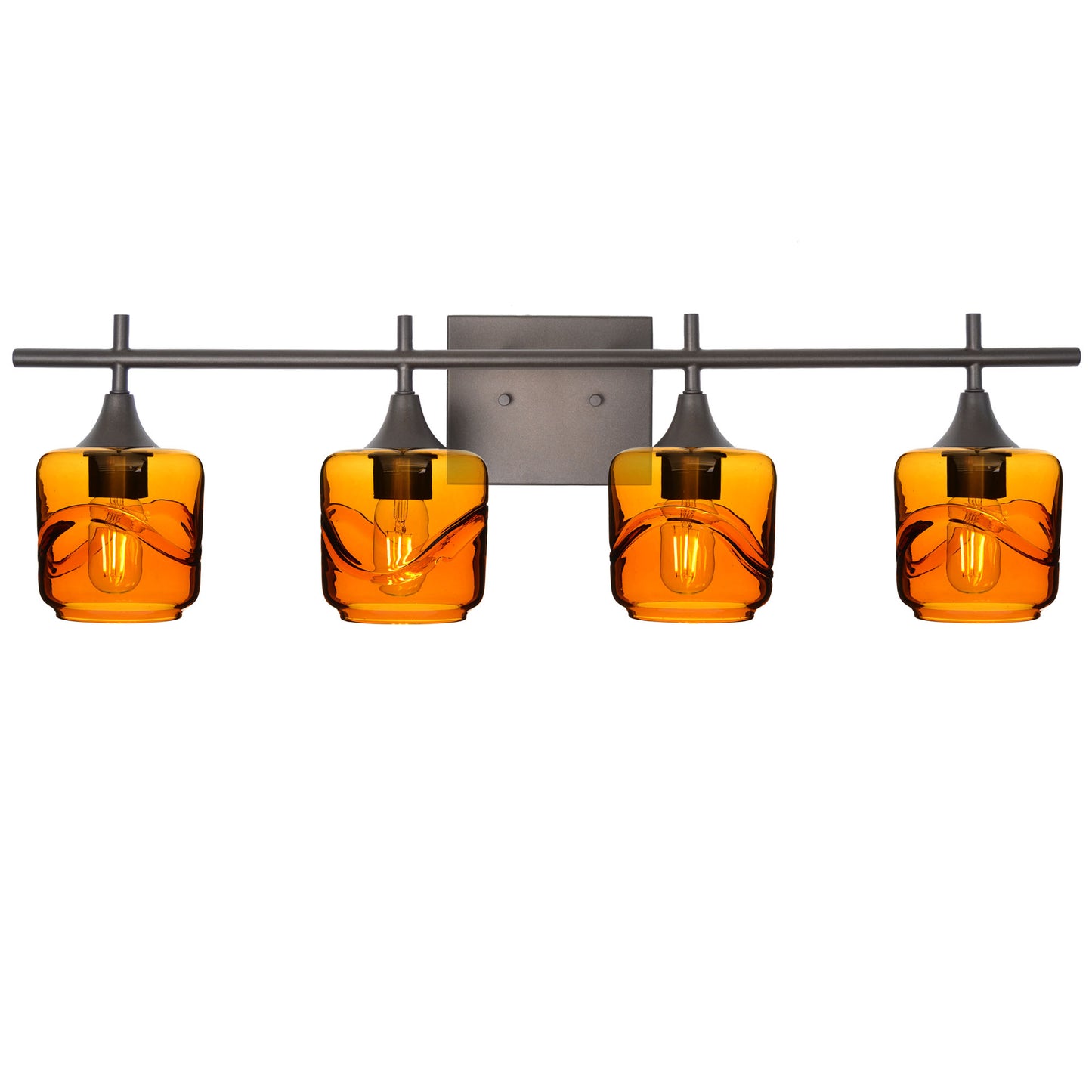 601 4-Light Vanity-Glass-Bicycle Glass Co-Swell-Golden Amber-Antique Bronze-Bicycle Glass Co