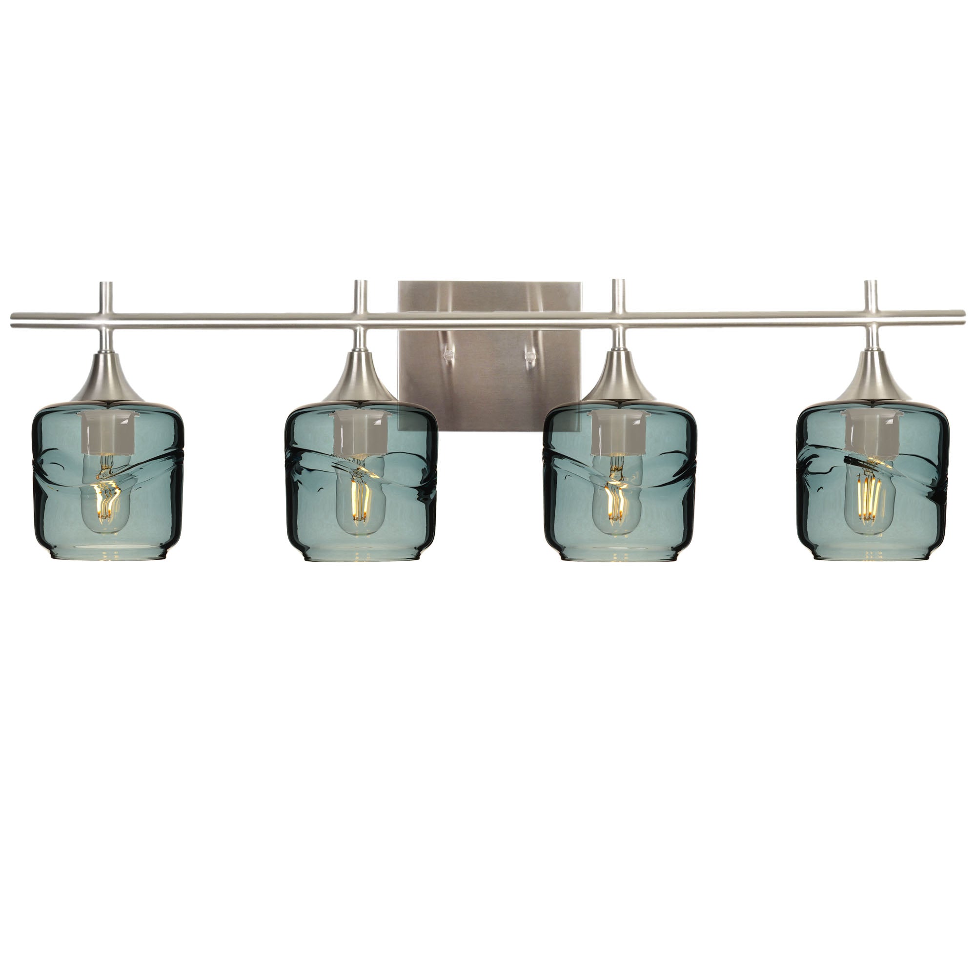 601 4-Light Vanity-Glass-Bicycle Glass Co-Swell-Slate Gray-Brushed Nickel-Bicycle Glass Co