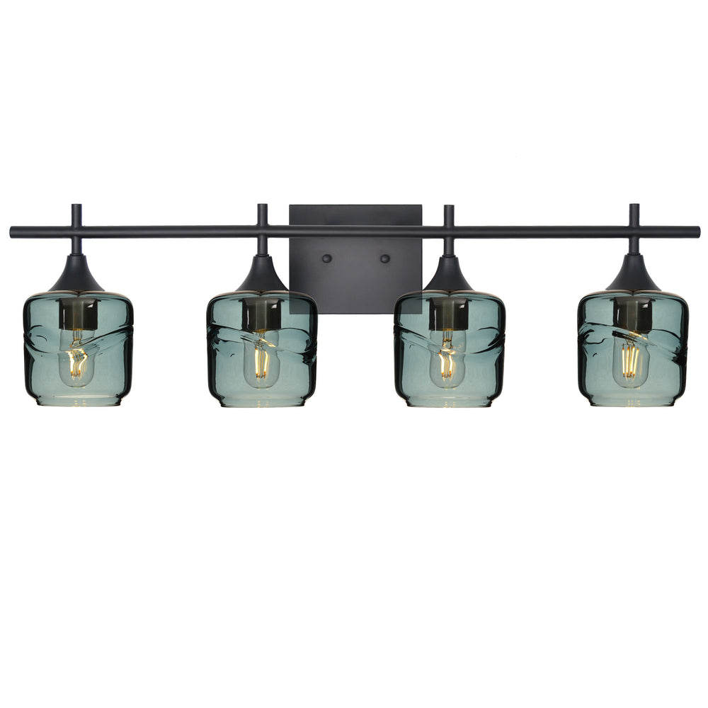 601 4-Light Vanity-Glass-Bicycle Glass Co-Swell-Slate Gray-Matte Black-Bicycle Glass Co