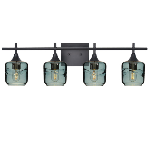 601 4-Light Vanity-Glass-Bicycle Glass Co-Swell-Slate Gray-Matte Black-Bicycle Glass Co