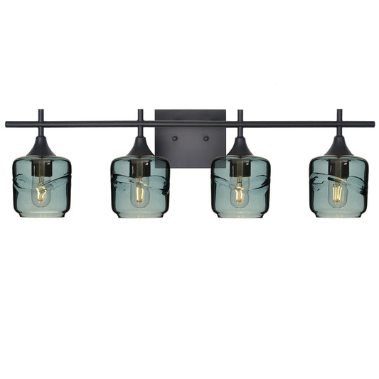 601 4-Light Vanity-Glass-Bicycle Glass Co-Swell-Slate Gray-Matte Black-Bicycle Glass Co