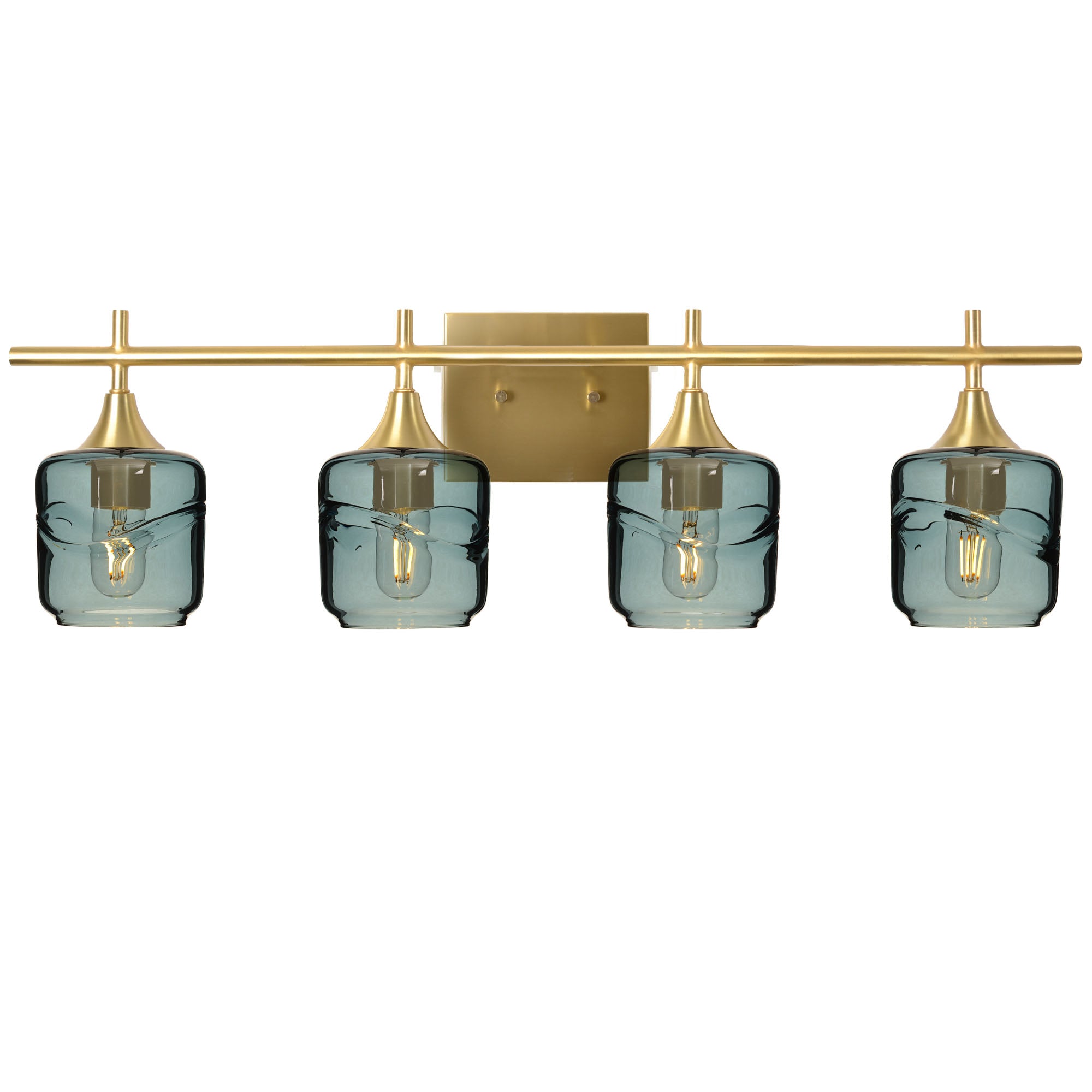 601 4-Light Vanity-Glass-Bicycle Glass Co-Swell-Slate Gray-Polished Brass-Bicycle Glass Co